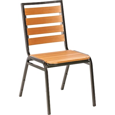 Lorell Faux Wood Outdoor Chairs, Teak, 4/Carton (LLR42685)