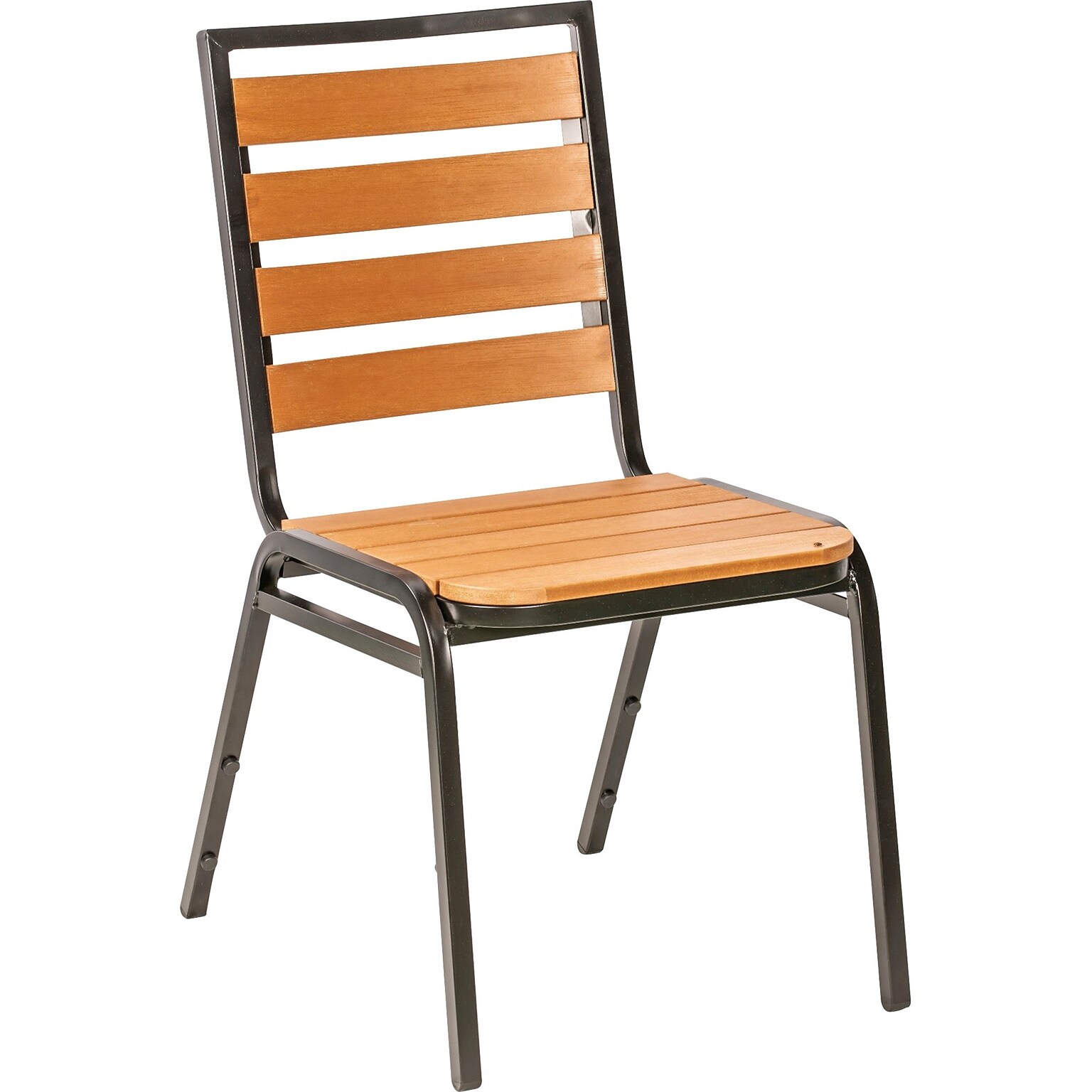 Lorell Faux Wood Outdoor Chairs, Teak, 4/Carton (LLR42685)