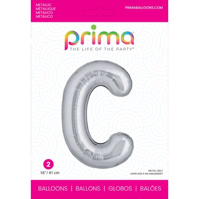 Party City (Air-Filled) 16 C Foil Balloon, Silver, 2/Pack (AM60050267-18)