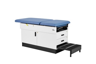 Viva Comfort Slimline Exam Table Base with Leg Rest, Step Stool and Drawers, 420 lbs. Capacity, Blue (ADI996-FBASE-M2-BLU)