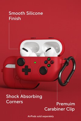 SaharaCase Inspire Series Silicone Case with Premium Clip for Airpods Pro 3, Shock Absorbing, Viper Red (HP00229)