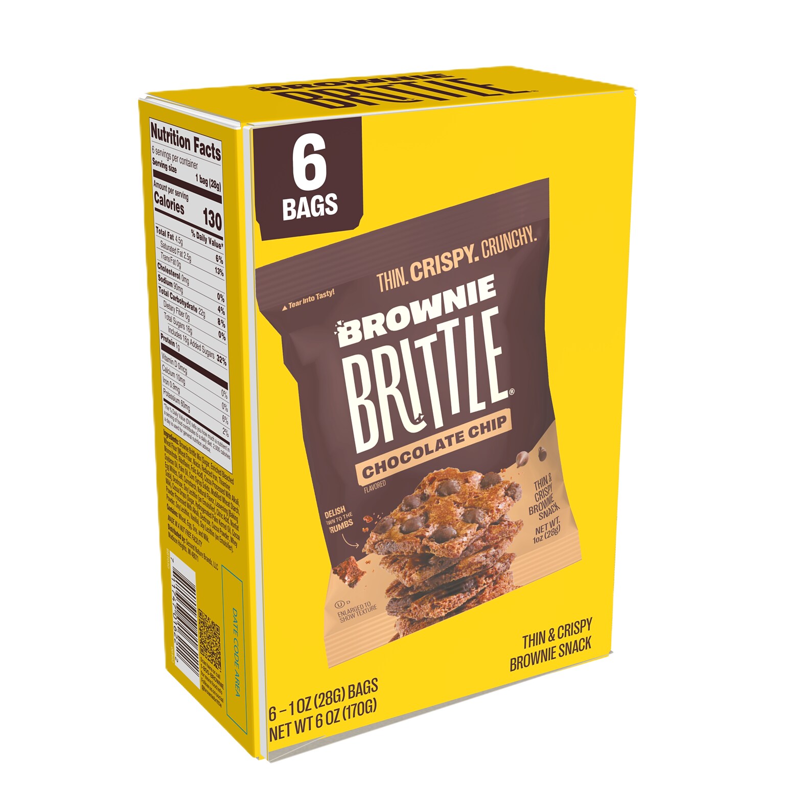 Brownie Brittle Chocolate Chip Cookies, 6 oz., 6 Bags/Pack (BBCC6)