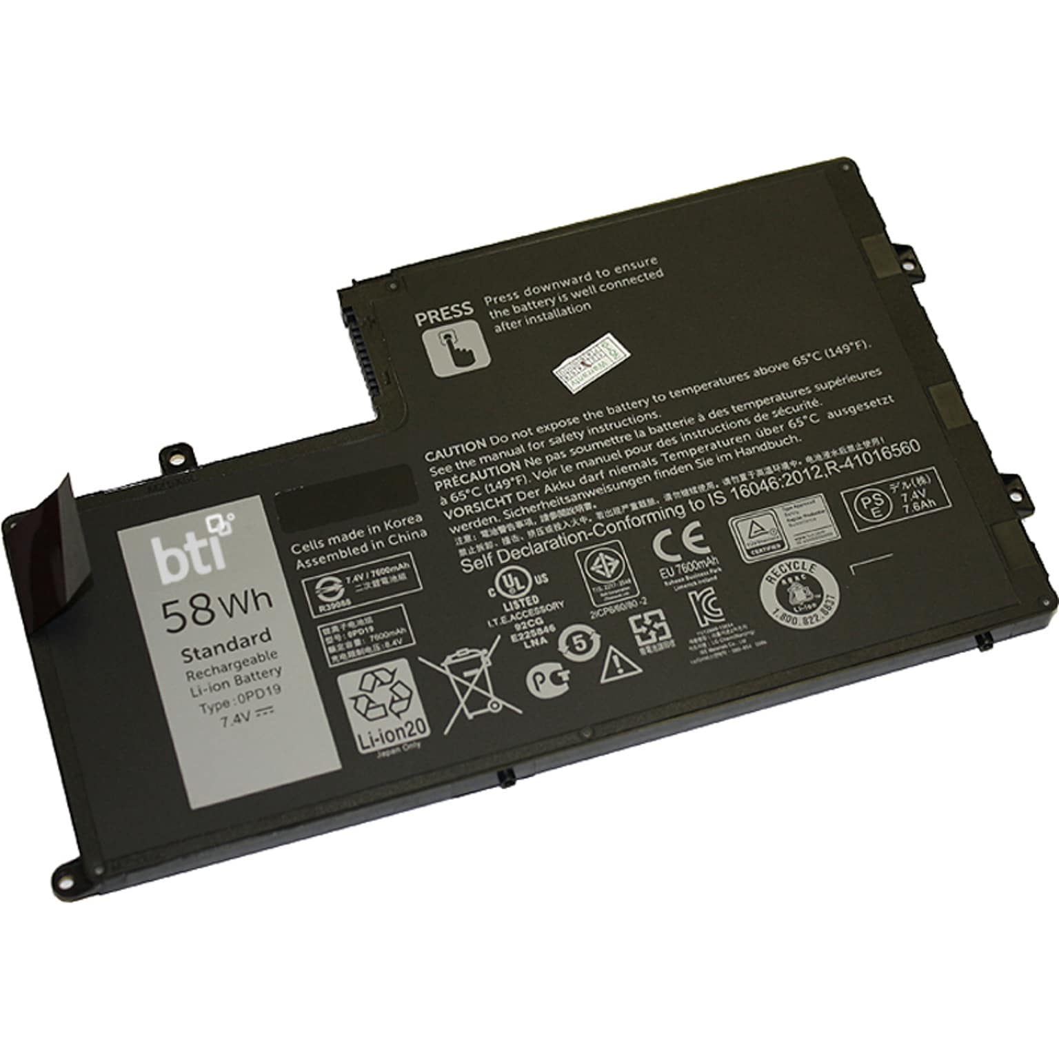 Battery Technology Li-Ion Replacement Battery for Dell Inspiron 15 (5547/5548), 7840mAh (0PD19-BTI)