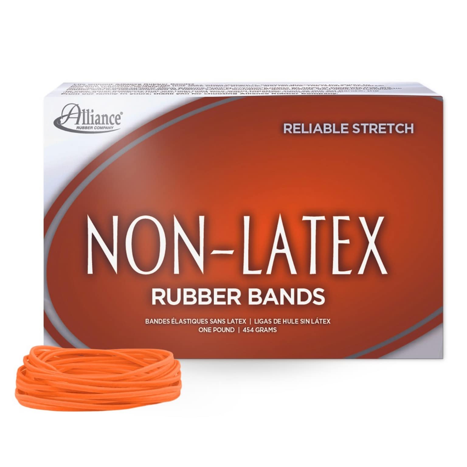 Alliance Non-Latex Multi-Purpose #19 Rubber Bands, 3-1/2 x 1/16, Orange, 1440/Pack (37196)