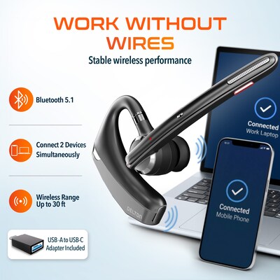 Delton 95X Wireless Bluetooth Mono Headset with Noise Canceling Microphone, Black (DBH95X)