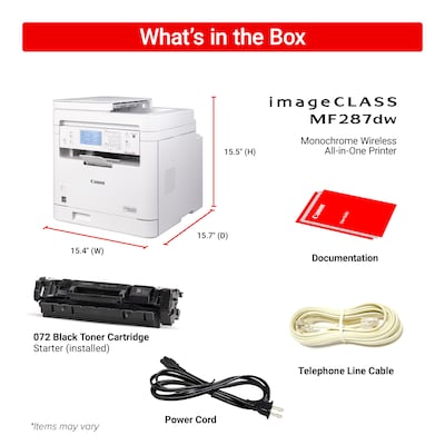 Canon imageCLASS MF287dw Wireless Black & White Laser Printer, All-In-One, Print, Scan, Copy, Fax (6354C011)