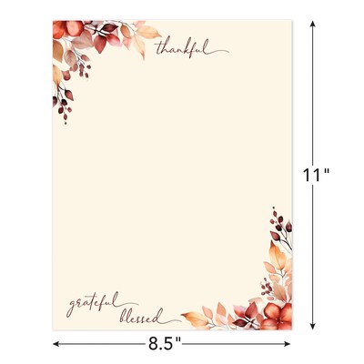 Great Papers! Thankful Grateful Blessed Fall Letterhead, 50/Pack (2025043)