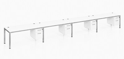 Boss Office Products Simple System 71W Desk with Pedestal, White, 4/Set (SGSD010-203-WT)