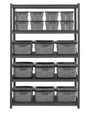 Lorell Iron Horse Riveted Shelving Unit, 3200 lb. Capacity, 48W x 24D x 72H, Black (LLR59703)