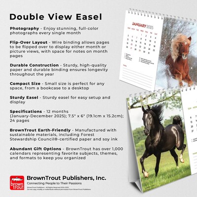 2025 BrownTrout Horse Lovers 7.5" x 6" Monthly Desk Calendar (9781975478476)