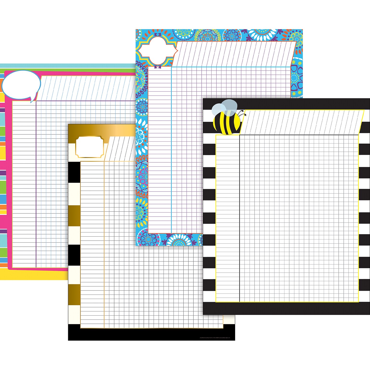 Barker Creek Elementary-Middle School Incentive Chart Set, 17 x 22, Assorted Colors, 4/Set (BC3735)