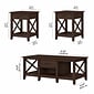 Bush Furniture Key West 47" x 24" Coffee Table with Set of 2 End Tables, Bing Cherry (KWS023BC)