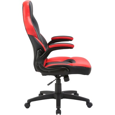 Lorell Vinyl Ergonomic Racing Gaming Chair, Red/Black (LLR84387)