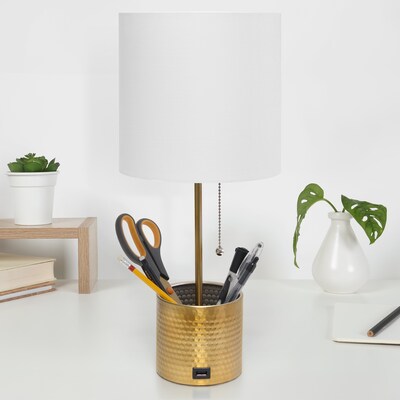 Creekwood Home 18.5" LED Table Lamp with USB Port, Gold (CWT-1007-GL)
