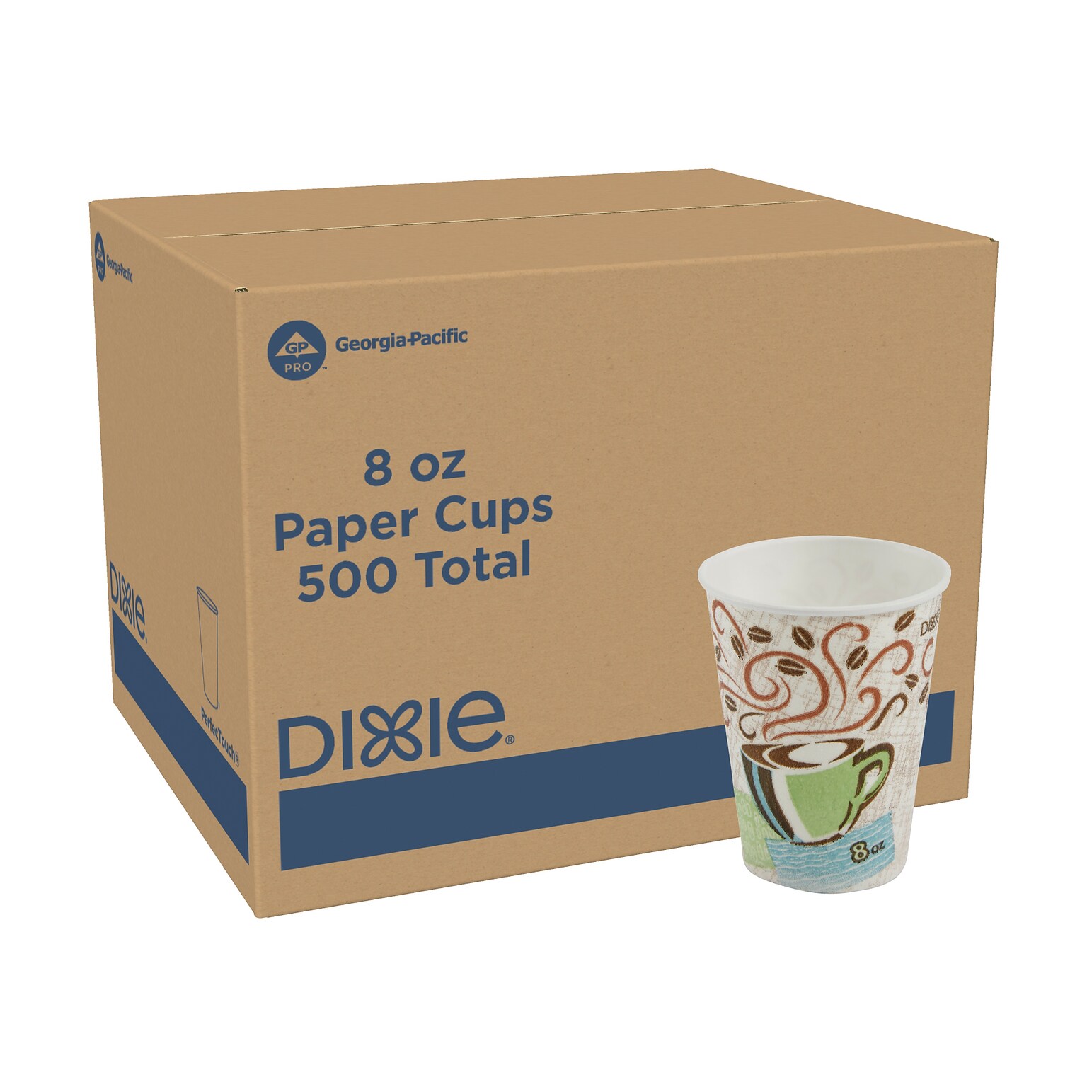 Dixie PerfecTouch Insulated Paper Hot Cups, 8 oz., Coffee Haze, 500/Carton (5338DX)