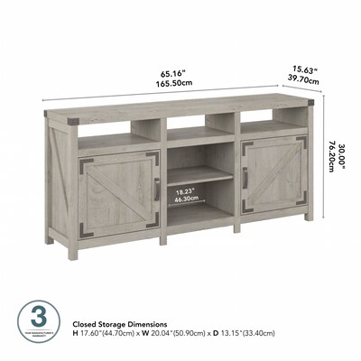 Bush Furniture Knoxville Console TV Stand, Screens up to 75", Cottage White (CGV265CWH-03)