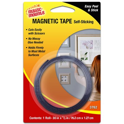 Magic-Mounts Magnetic Tape, 1/2 x 30, Black, 6/Bundle (MIL3762-6)