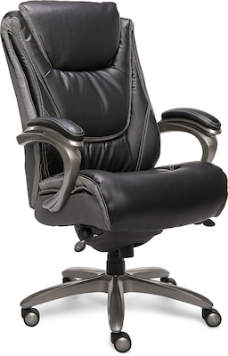 Serta Big & Tall Ergonomic Bonded Leather Swivel Executive Chair, Black/Silver (44951)