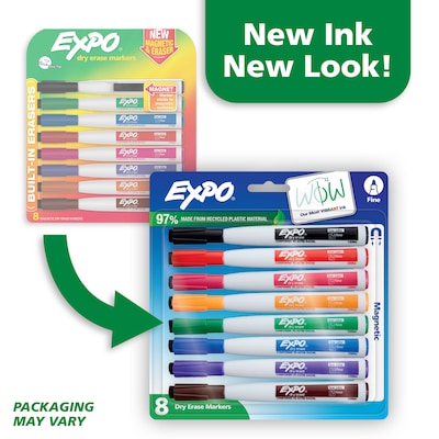 Expo Magnetic Tank Dry Erase Marker, Fine Tip, Assorted Colors, 8/Pack (1944748)