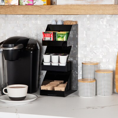 Mind Reader 5-Compartment Coffee, Tea, Utensil and Condiment Countertop Organizer, Black (3TCORG-BLK)