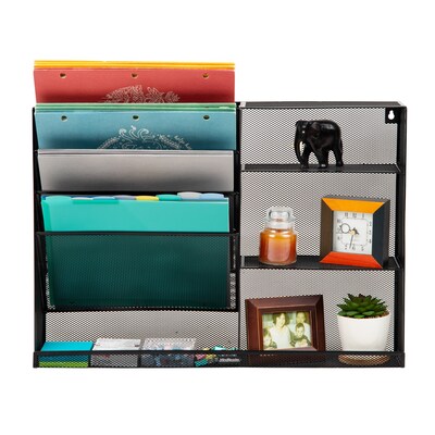 Mind Reader 8-Compartment Stackable Metal Desk Organizer, Black (MAGSHELF-BLK)