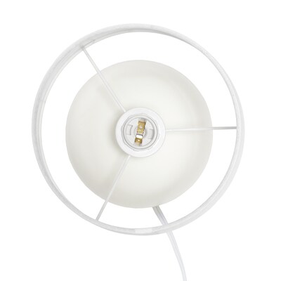 Simple Designs Petite Mid Century Table Lamp, Light Wood and White (LT2078-LWW)