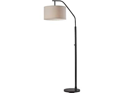Simplee Adesso Max 66 Matte Black Floor Lamp with Oatmeal Drum Shade (SL1140-01)