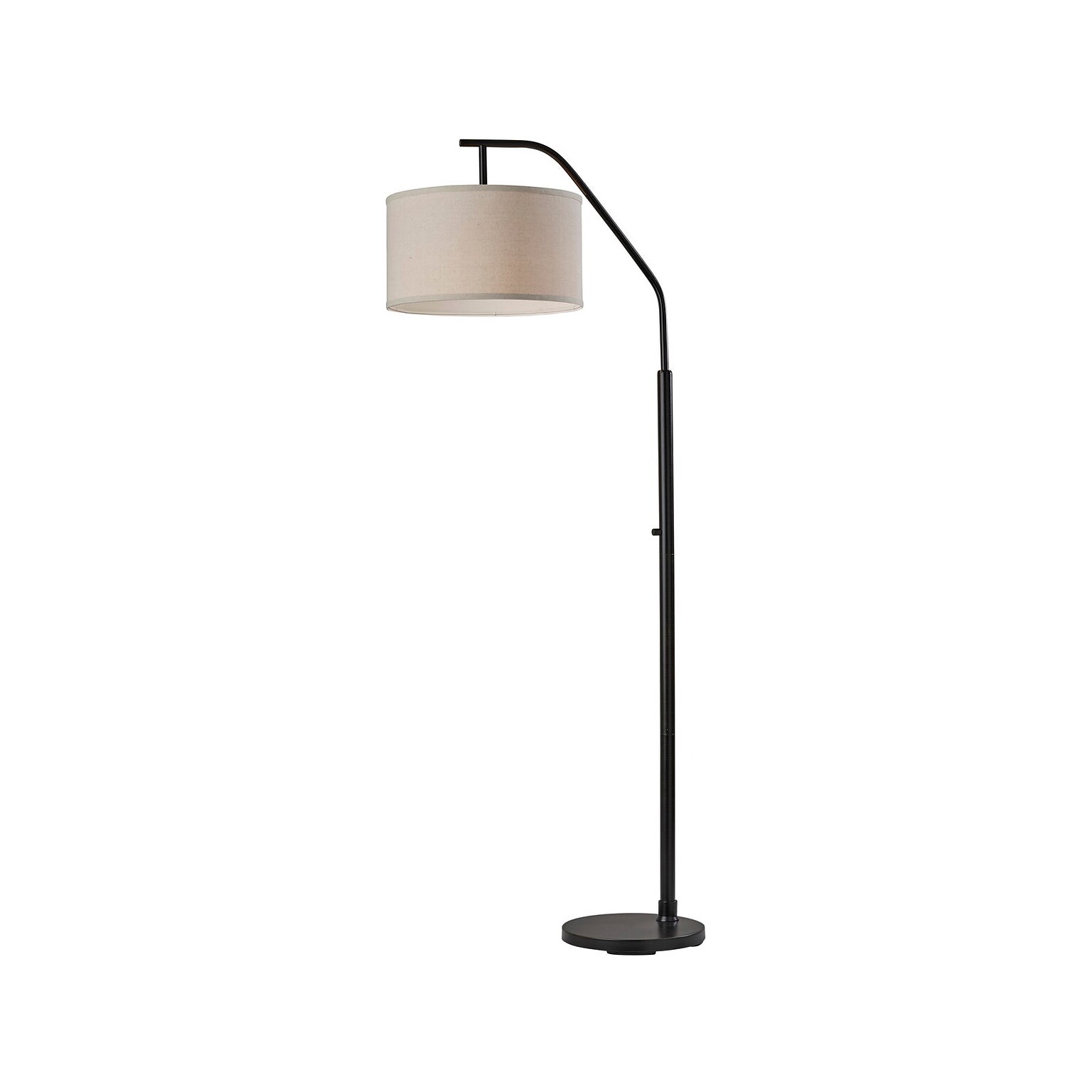 Simplee Adesso Max 66 Matte Black Floor Lamp with Oatmeal Drum Shade (SL1140-01)