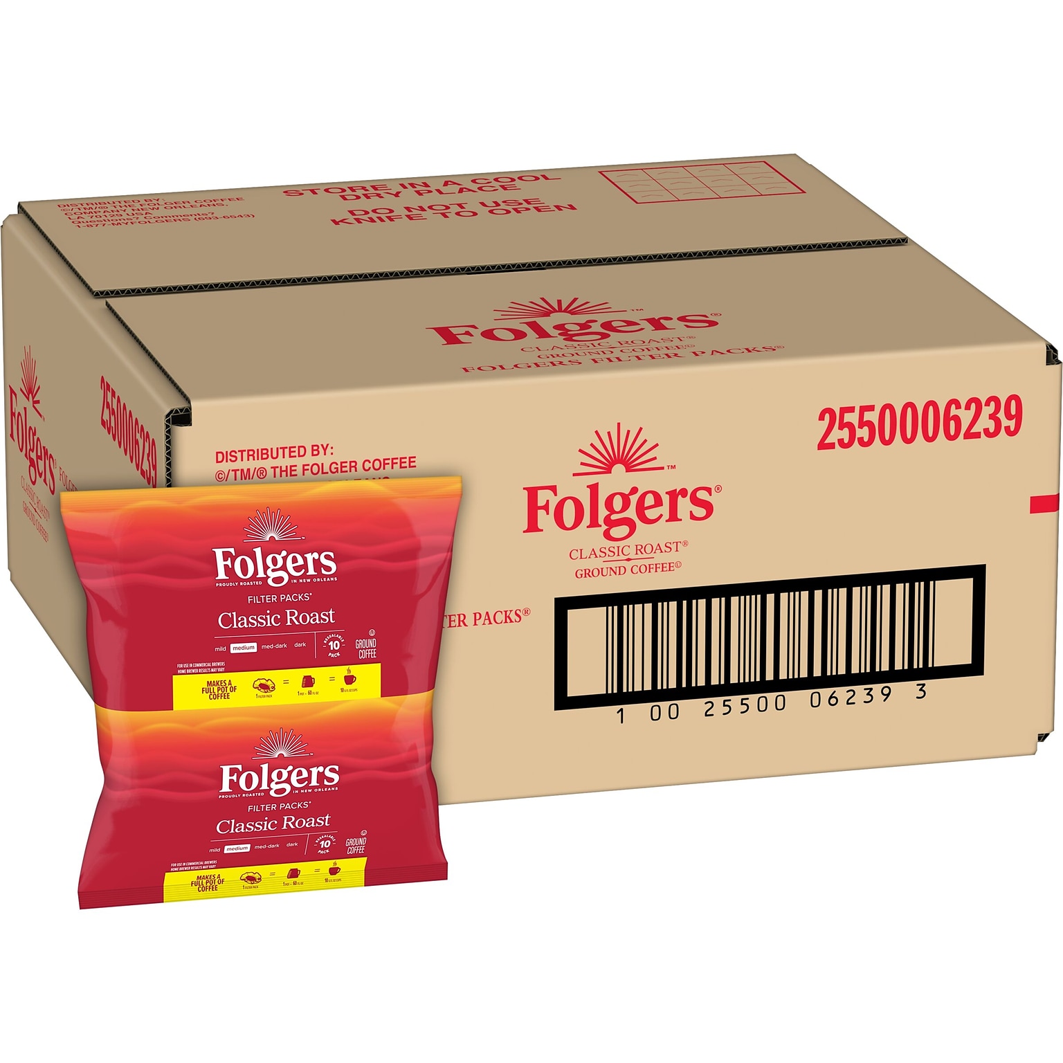 Folgers Classic Roast Coffee Filter Pack, Medium Roast, 0.9 oz., 40/Carton (PRO22142)