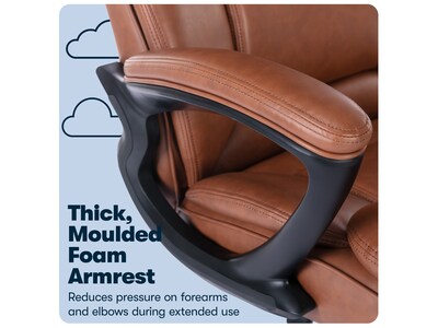 Serta Fairbanks Ergonomic Bonded Leather Executive Big & Tall Chair, 350 lb. Capacity, Brown (43675C)