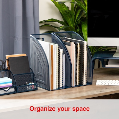 Staples Metal Mesh File Organizer, Navy Blue, 2/Pack (ST63837)