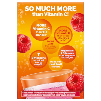 Emergen-C Vitamin C 1000mg Immune Support Powder, Raspberry, 30 Packets/Box (130201)