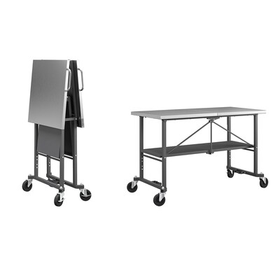 Cosco SmartFold Stainless Steel Folding Workbench, 600 lb. Capacity, Silver (66771DKG1E)
