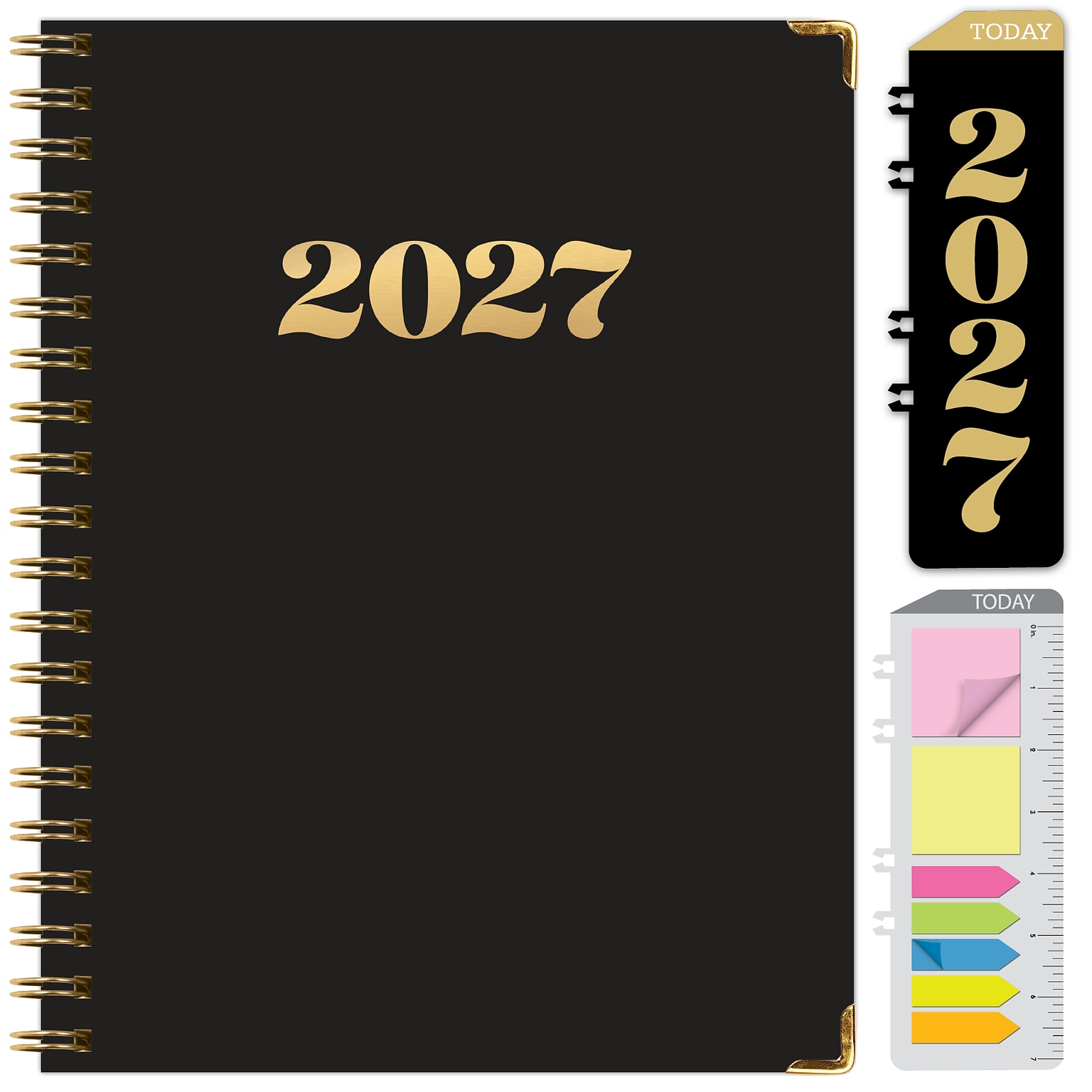 2027 Excello Brands 9 x 11 Weekly & Monthly Standard Planner, Paperboard Cover, Black/Gold (FSHN-CY27-8511-12)