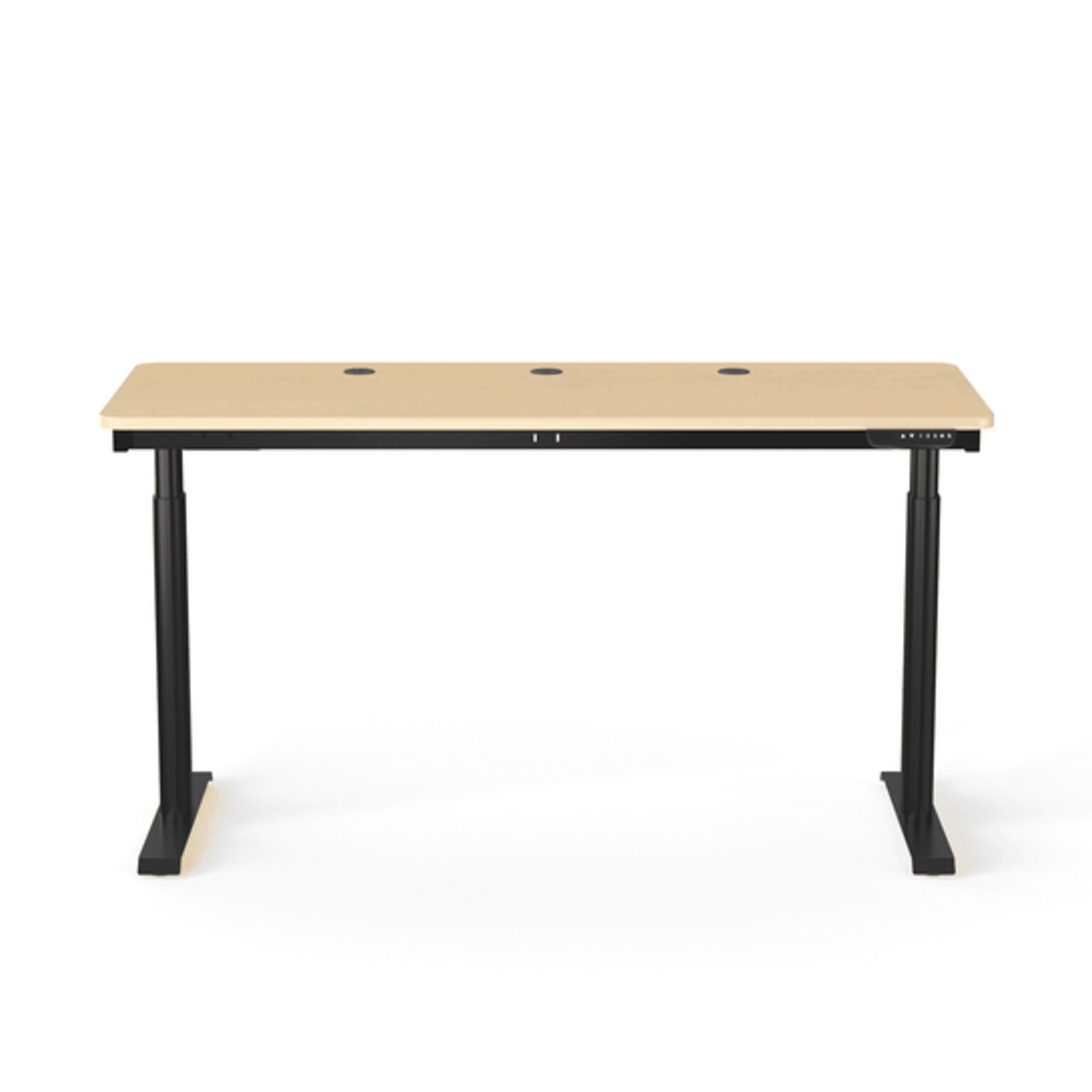 VersaDesk PowerLift 60W Electric Rectangular Adjustable Standing Desk, Maple/Black (PLSDR6024-BM-APP)