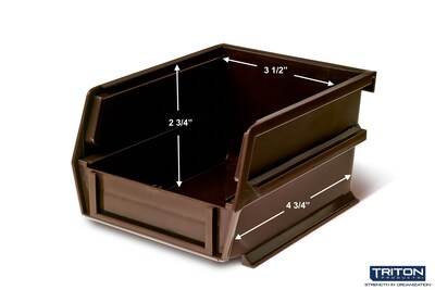 Triton Products LocBin Stackable Storage Bin, 3" x 4.12"x 5.37", Brown, 24/Pack (3-210BR)