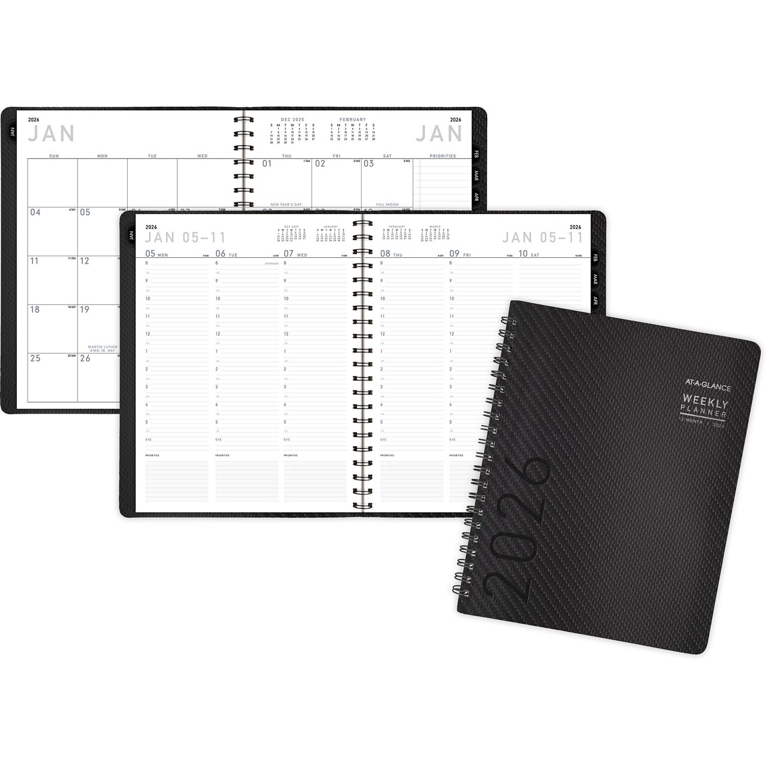 2026 AT-A-GLANCE Contemporary 8.25 x 11 Weekly & Monthly Planner, Faux Leather Cover, Charcoal (70-950X-45-26)