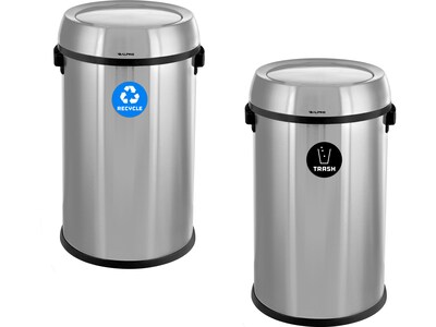 Alpine Dual-Stream Trash/Recycling Station, 34-Gallon, Stainless Steel (ALP470-65L-1-R-T)