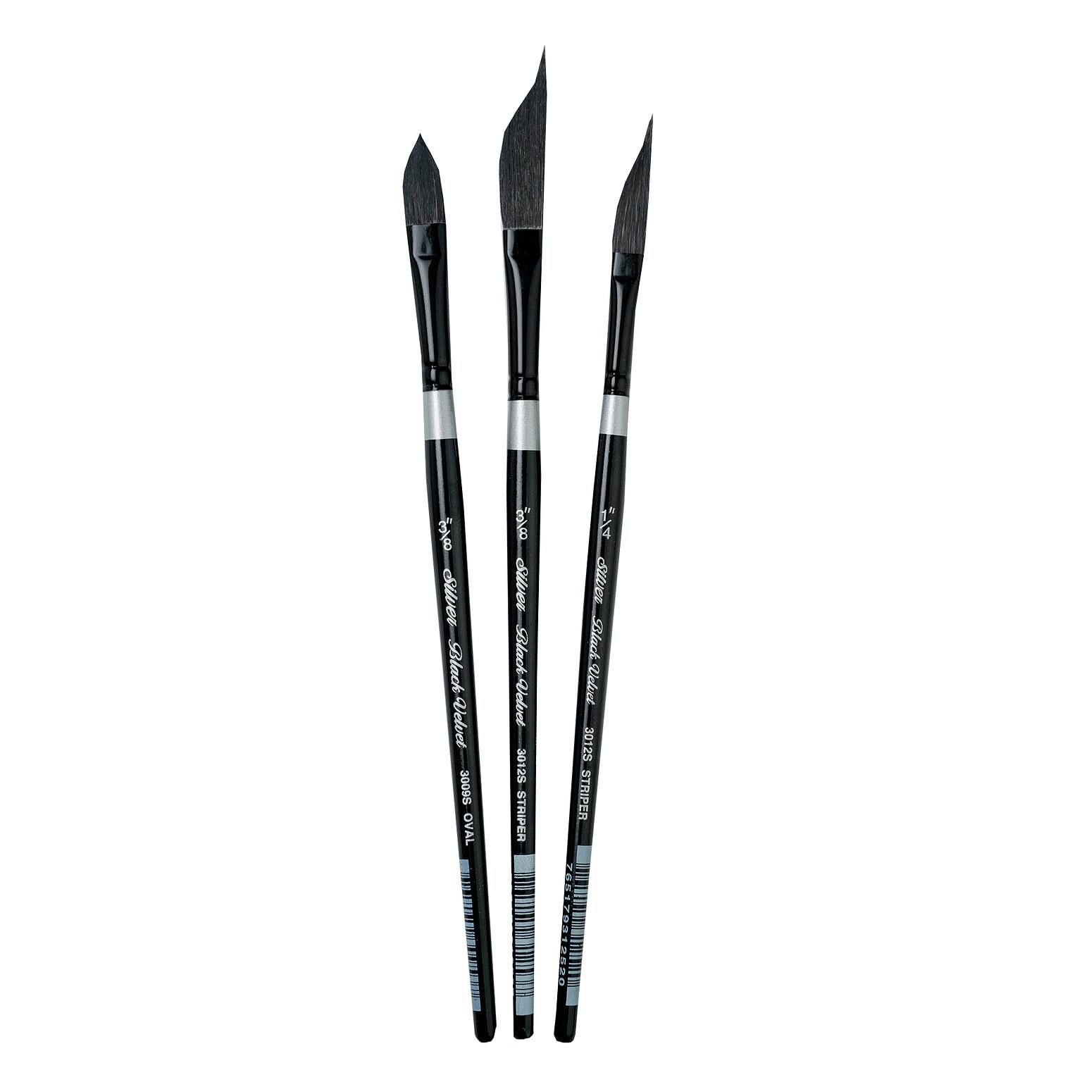 Silver Brush Black Velvet Dagger/Oval Brushes, 3/Pack (SLVBV3057)