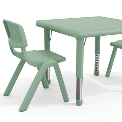 Flash Furniture Emmy Square Activity Table Set, 24" x 24", Height Adjustable, Sage (YCX232SQRTBSGER)