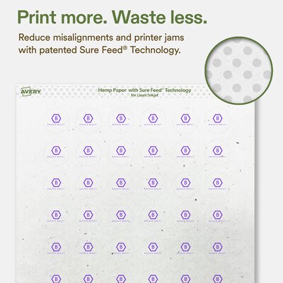 Avery Hemp Round Laser/Inkjet Multipurpose Labels, 1" Dia, Off-White (1920/Box)