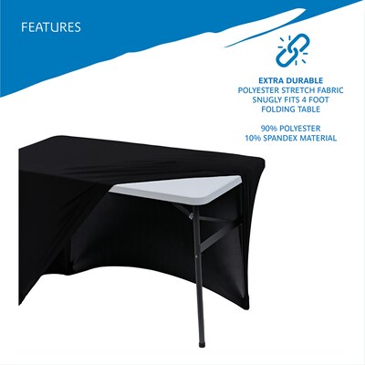 ICEBERG iGear Fabric Table Cover, Polyester/Spandex, 4', Black (16511)