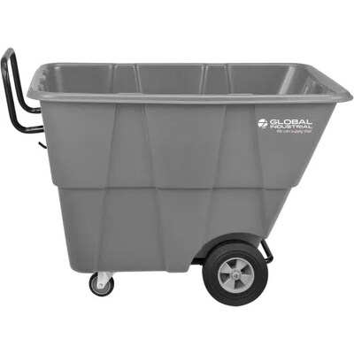 Global Industrial Standard Duty Plastic Tilt Truck, 1/2 Cu. Yd. Capacity, 850 Lb. Capacity, Gray (98