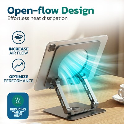 Purely SW60 Tablet Stand and Holder with 360-Degree Rotating Base, Silver (PTSSW60)