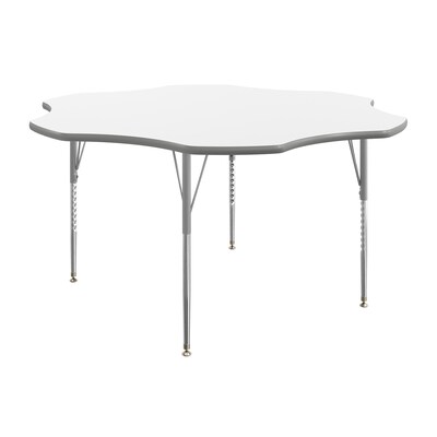 Flash Furniture Wren 60 Flower Activity Table, Height Adjustable, White Top/Silver Frame (XUA60FLRWHTA)