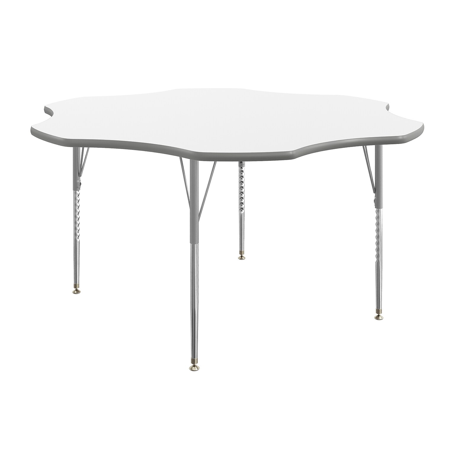 Flash Furniture Wren 60 Flower Activity Table, Height Adjustable, White Top/Silver Frame (XUA60FLRWHTA)