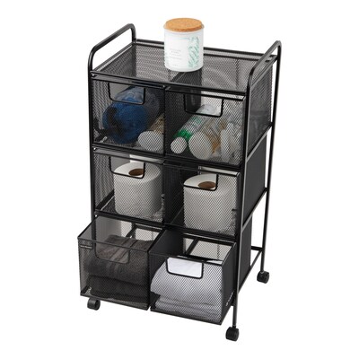 Mind Reader 6-Drawer Office Utility Cart, Black (6DRMESH-BLK)