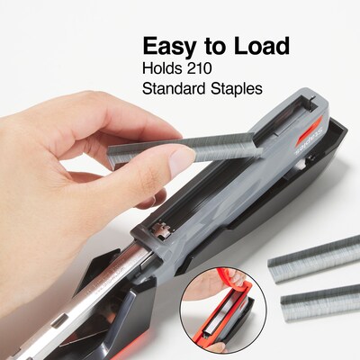 Staples One-Touch Desktop Stapler, 20 Sheet Capacity, Gray/Black/Red, 500 (44425)