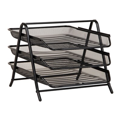 Mind Reader Metal Mesh Front Loading Letter Tray, Letter/Legal Size, Black (3TPAPER-BLK)