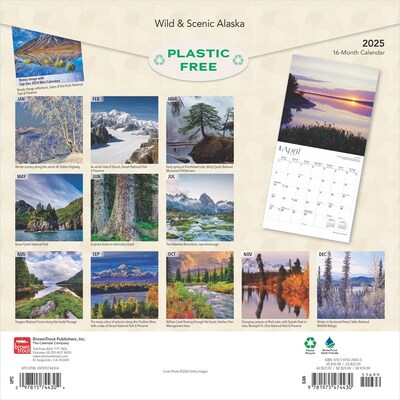 2025 BrownTrout Alaska Wild & Scenic 12 x 24 Monthly Square Wall Calendar (9781975474430)